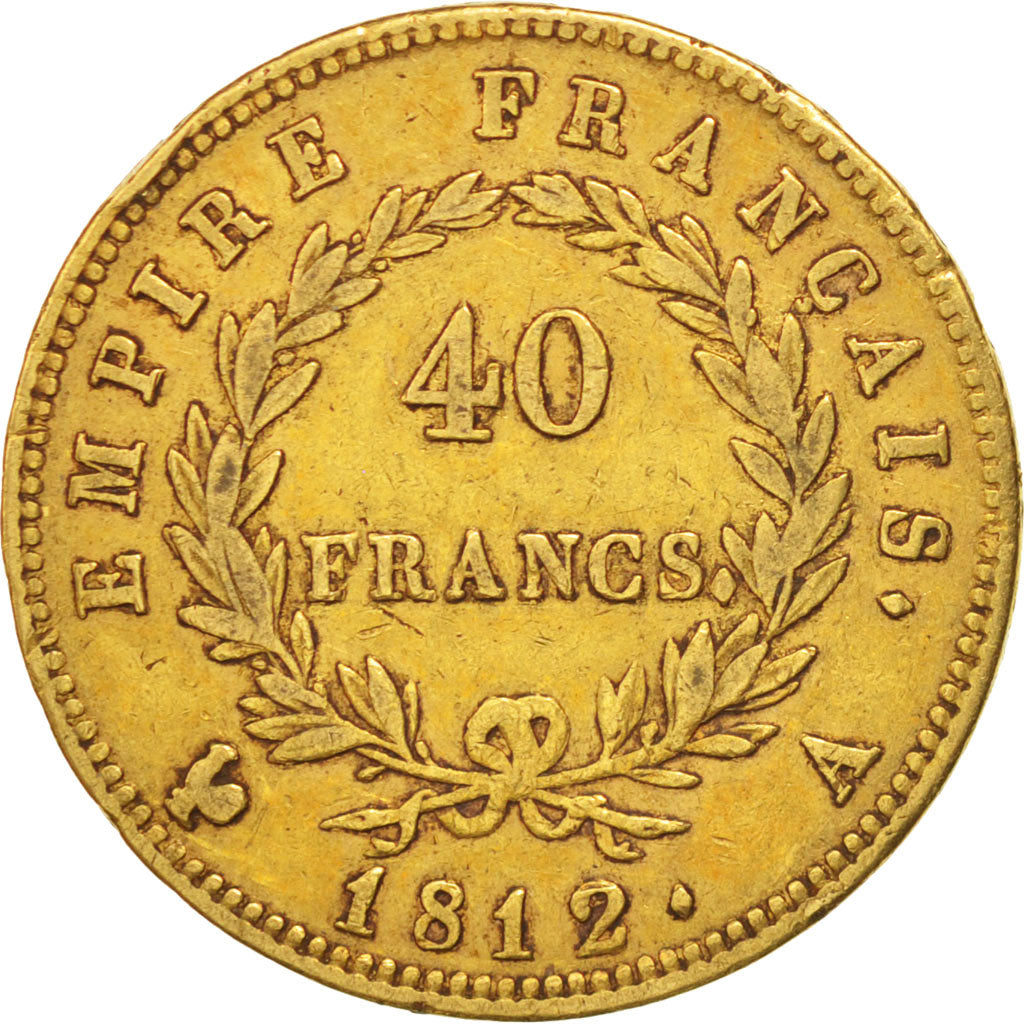 Francia, Napoléon I, 40 Francs, 1812, Paris, BB, Oro, KM:696.1, Gadoury:1084