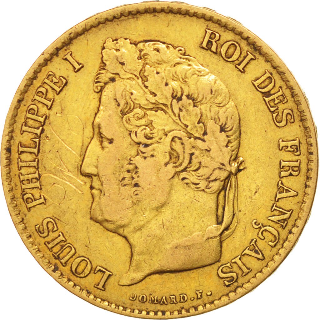 FRANCE, Louis-Philippe, 40 Francs, 1838, Paris, KM #747.1, EF(40-45), Gold,...
