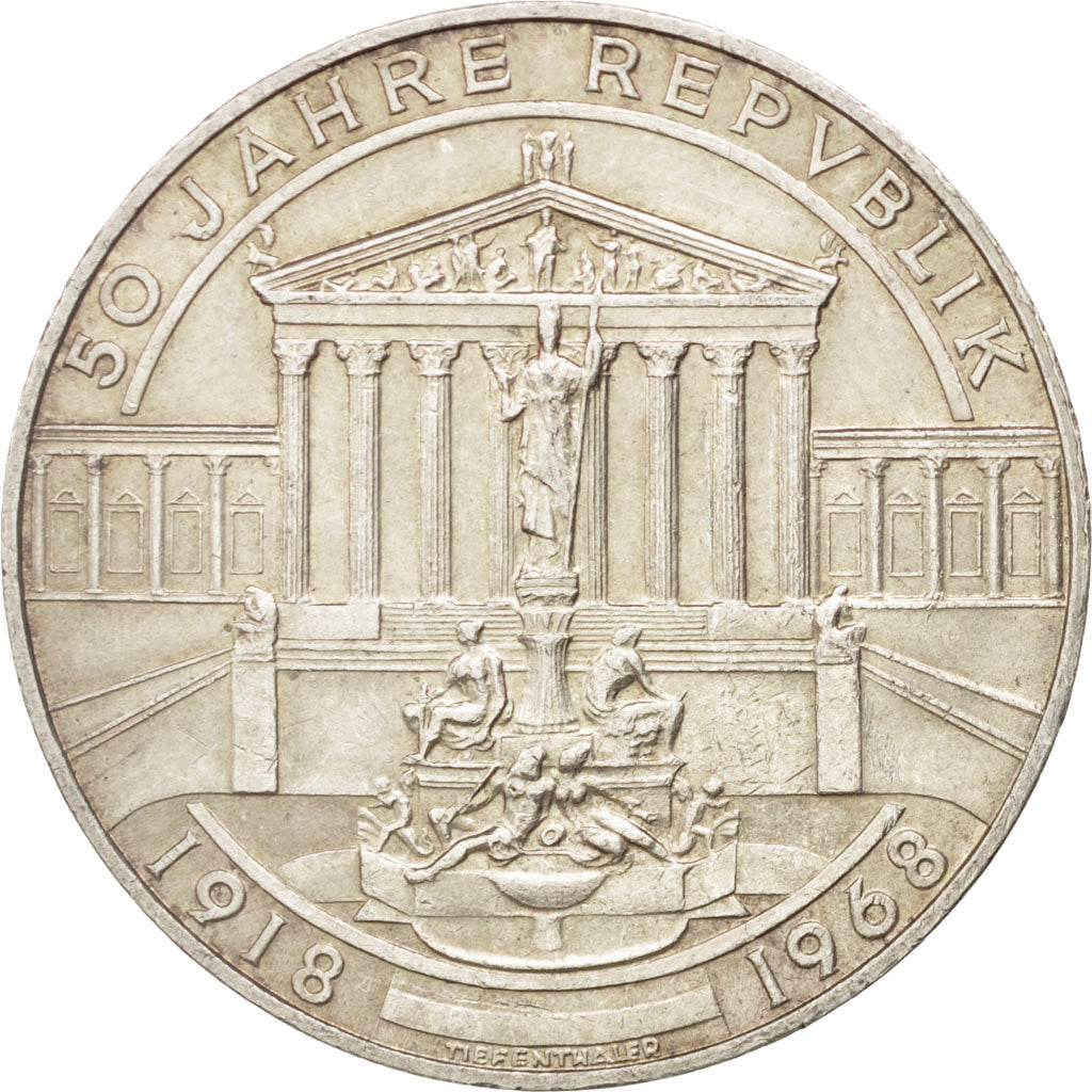 AUSTRIA, 50 Schilling, 1968, KM #2904.1, AU(55-58), Silver, 34, 20.00