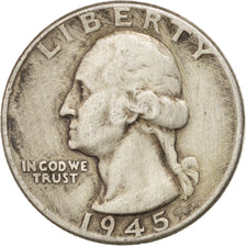 UNITED STATES, Washington Quarter, Quarter, 1945, U.S. Mint, KM #164,...