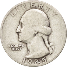 UNITED STATES, Washington Quarter, Quarter, 1945, U.S. Mint, KM #164,...