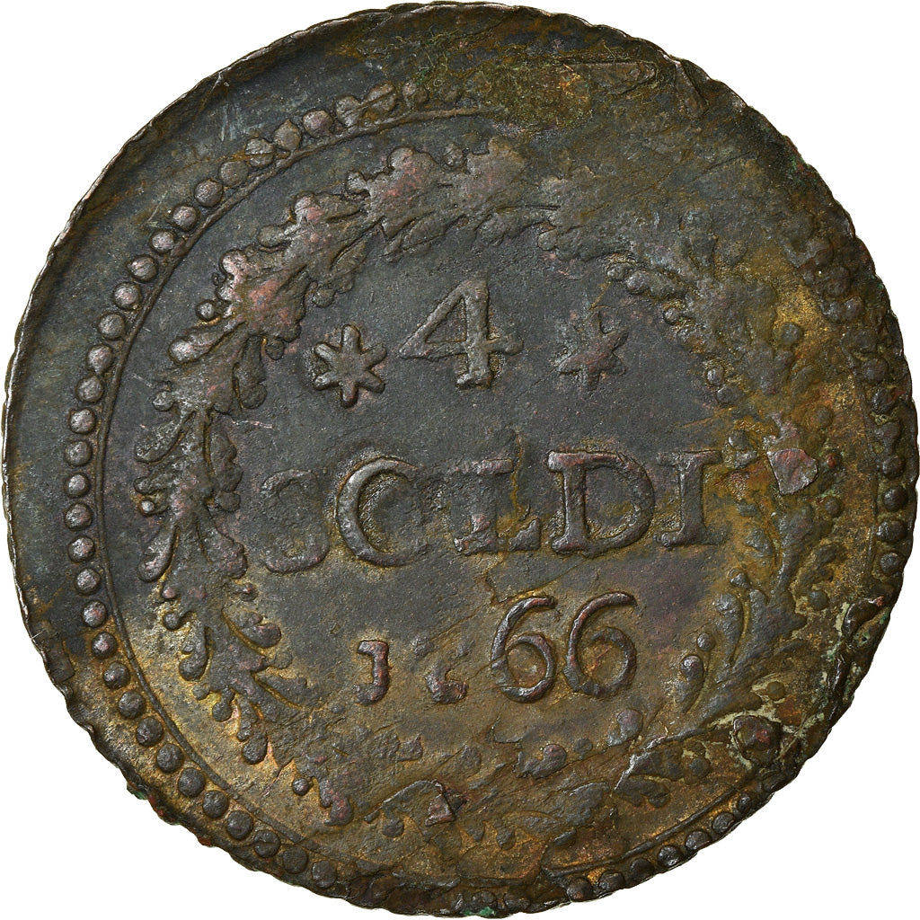 Moneta, DEPARTAMENTY WŁOSKIE, CORSICA, General Pasquale Paoli, 4 Soldi, 1766