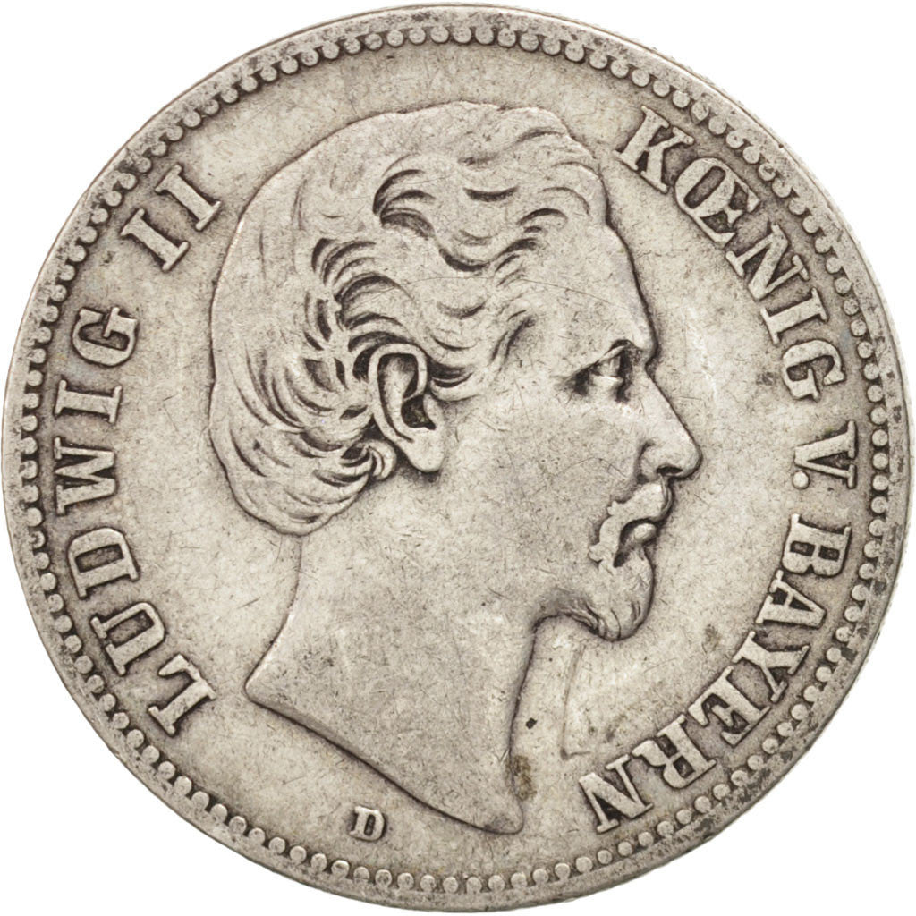 Coin, German States, BAVARIA, Ludwig II, 2 Mark, 1876, Munich, EF(40-45)
