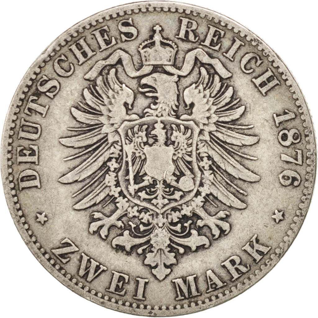 Coin, German States, BAVARIA, Ludwig II, 2 Mark, 1876, Munich, EF(40-45)