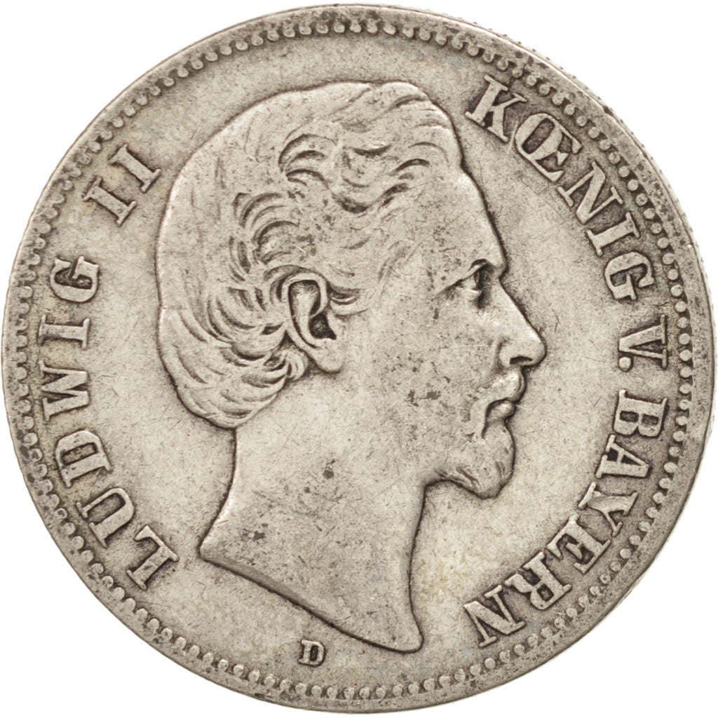 Coin, German States, BAVARIA, Ludwig II, 2 Mark, 1876, Munich, EF(40-45)