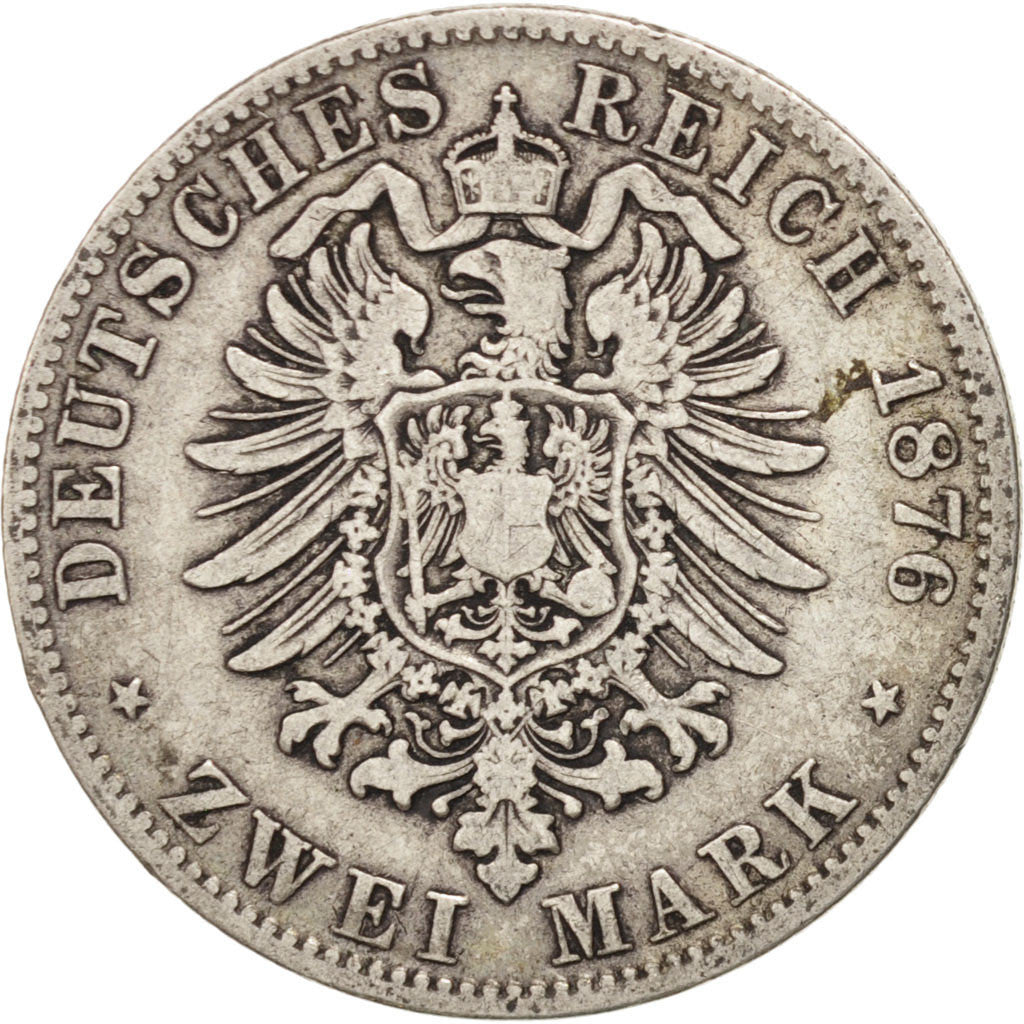 Coin, German States, BAVARIA, Ludwig II, 2 Mark, 1876, Munich, EF(40-45)