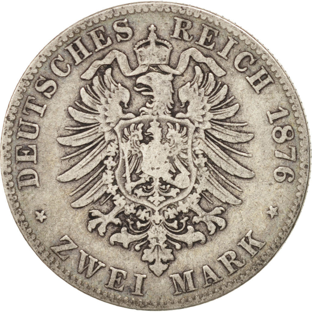 German States, 2 Mark, 1876, Munich, KM #903, VF(30-35), Silver, 10.83