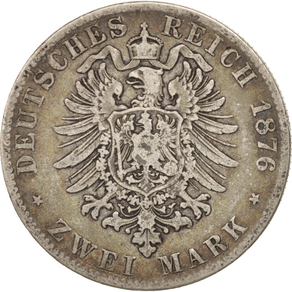 German States, 2 Mark, 1876, Munich, KM #903, VF(30-35), Silver, 10.86