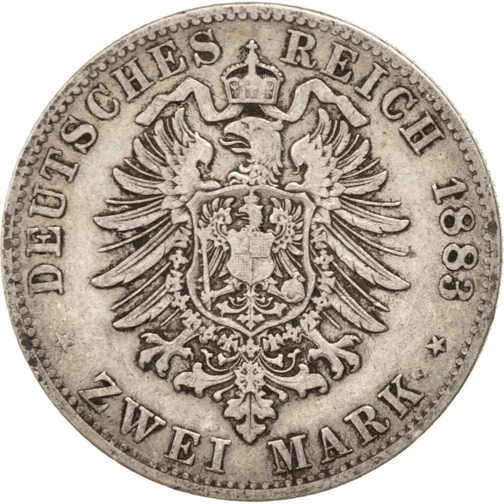 German States, 2 Mark, 1883, Munich, KM #903, EF(40-45), Silver, 11.04