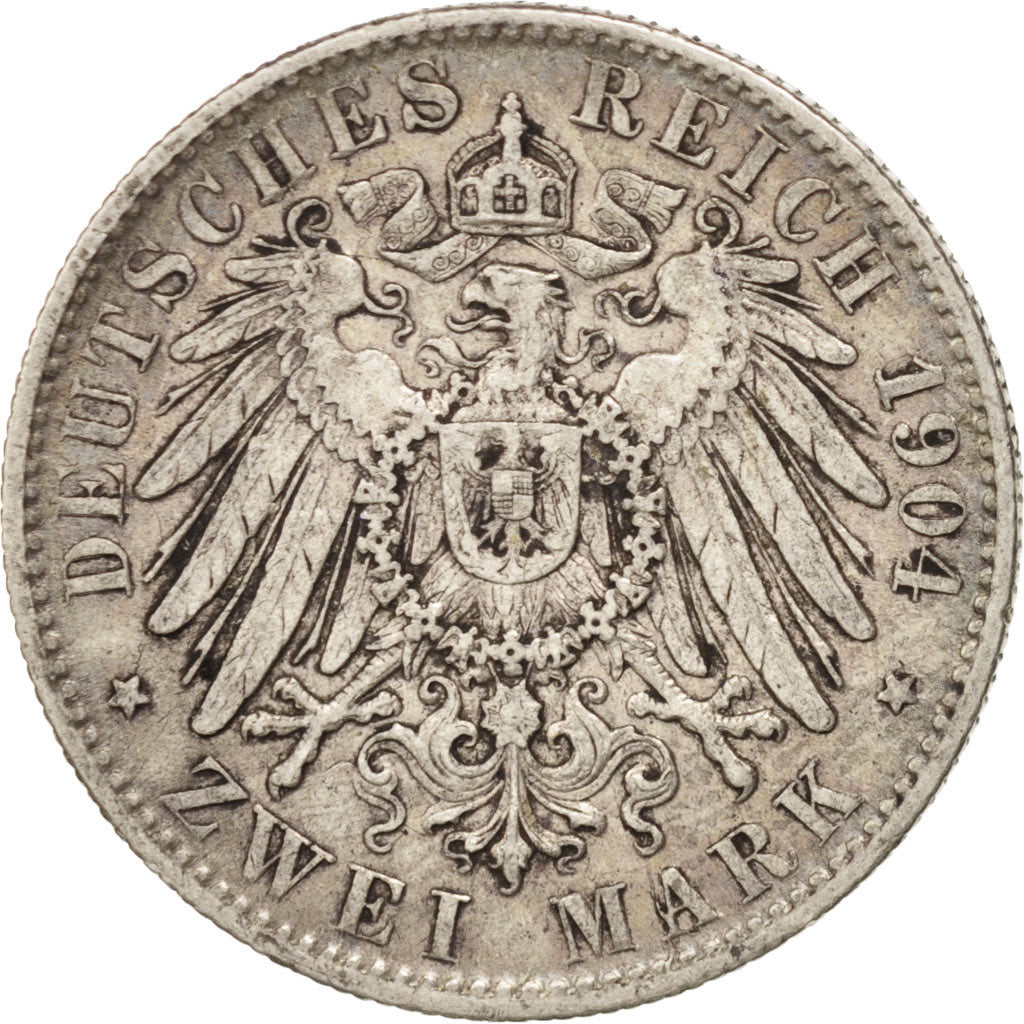 German States, 2 Mark, 1904, Freudenstadt, KM #631, EF(40-45), Silver, 28, 11.10