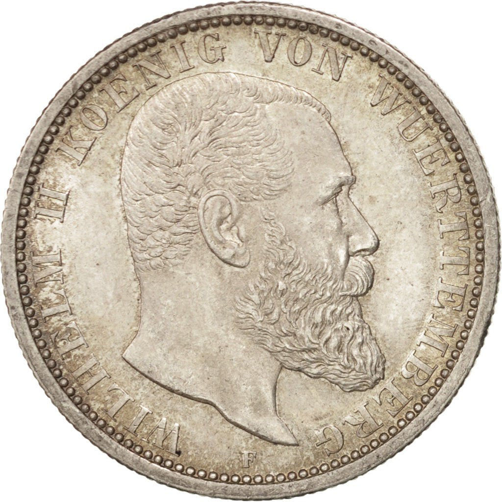 German States, 2 Mark, 1908, Freudenstadt, KM #631, AU(55-58), Silver, 28, 11.13