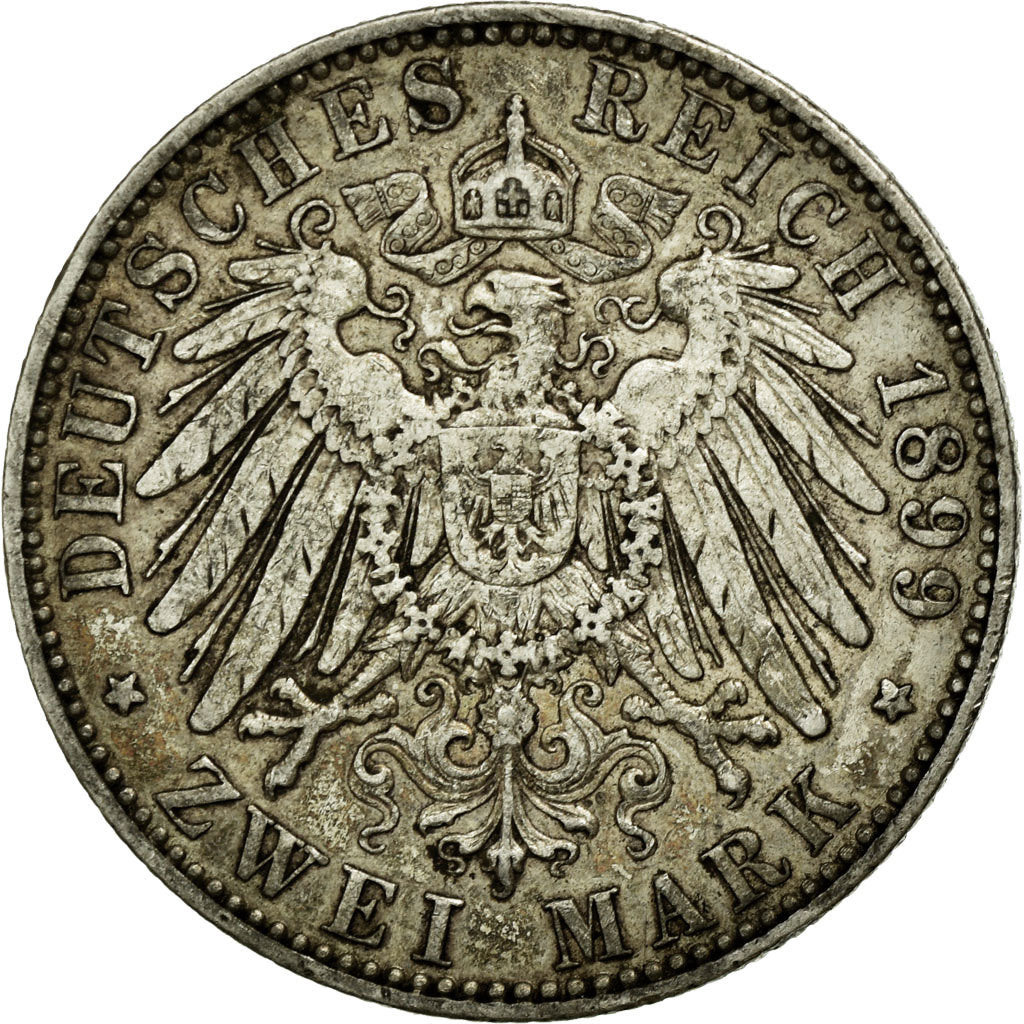 Coin, German States, PRUSSIA, Wilhelm II, 2 Mark, 1899, Berlin, EF(40-45)