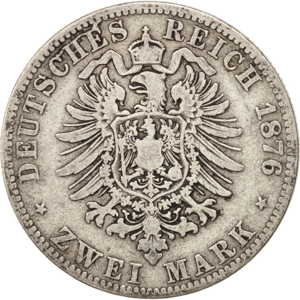 German States, 2 Mark, 1876, Berlin, KM #506, VF(30-35), Silver, 10.81