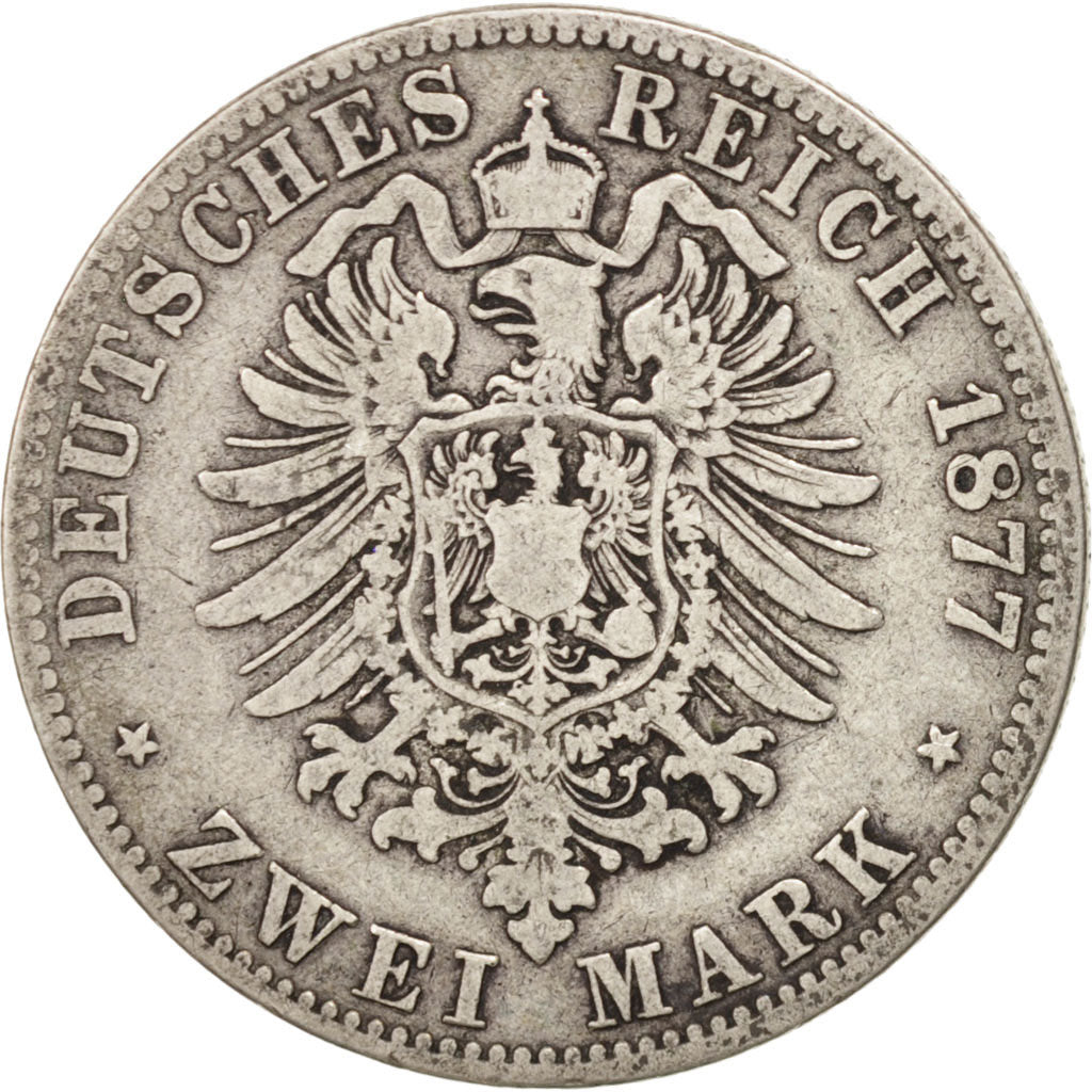 German States, 2 Mark, 1877, Berlin, KM #506, VF(20-25), Silver, 10.81