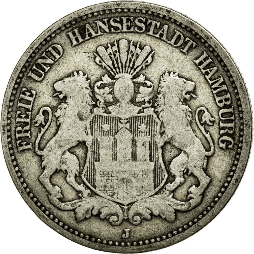 Coin, German States, HAMBURG, 2 Mark, 1876, Hambourg, VF(30-35), Silver, KM:604