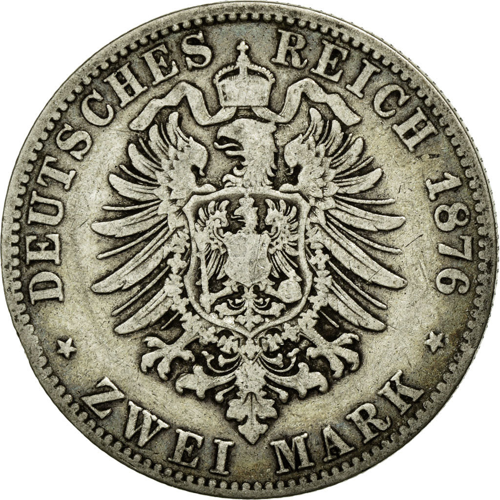 Coin, German States, HAMBURG, 2 Mark, 1876, Hambourg, VF(30-35), Silver, KM:604