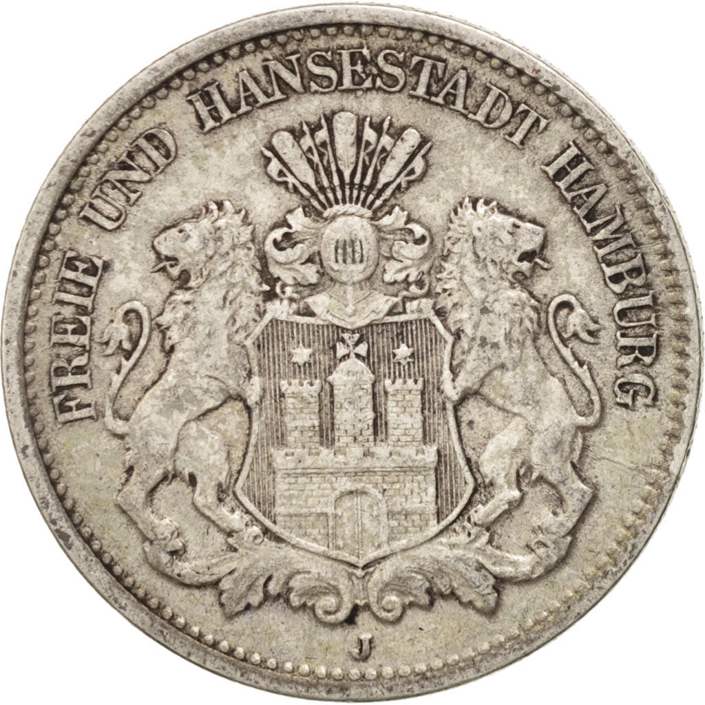 German States, 2 Mark, 1905, Hambourg, KM #612, AU(50-53), Silver, 28, 11.10