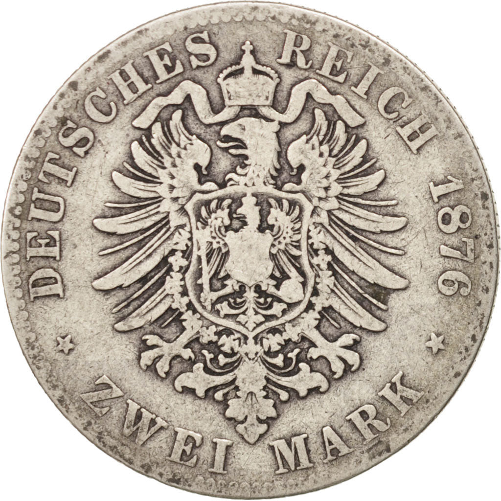 German States, 2 Mark, 1876, Wroc?aw, KM #506, VF(20-25), Silver, 10.84