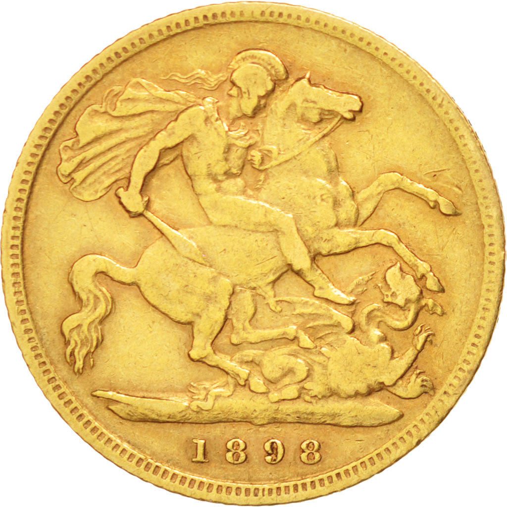 GREAT BRITAIN, 1/2 Sovereign, 1898, KM #784, EF(40-45), Gold, 3.96