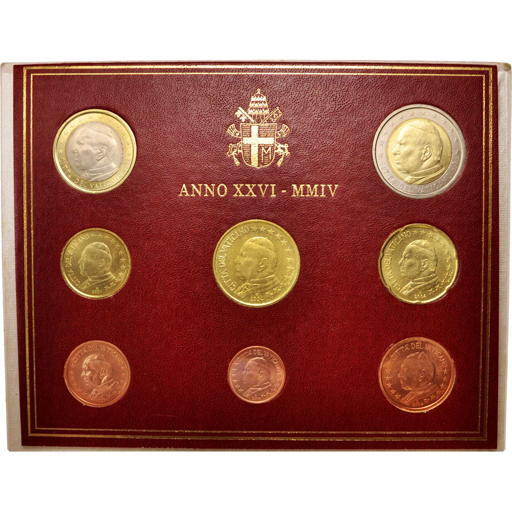 Vatican, 1 Cent to 2 Euro, 2004, MS(65-70), 0.00