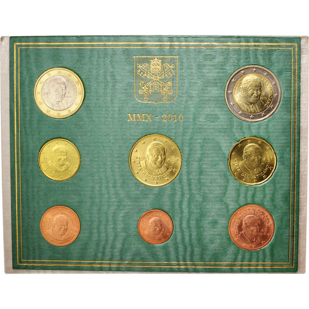 Vaticano, 1 Cent to 2 Euro, 2010, FDC