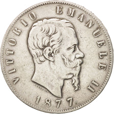 ITALY, 5 Lire, 1877, Rome, KM #8.4, EF(40-45), Silver, 24.80