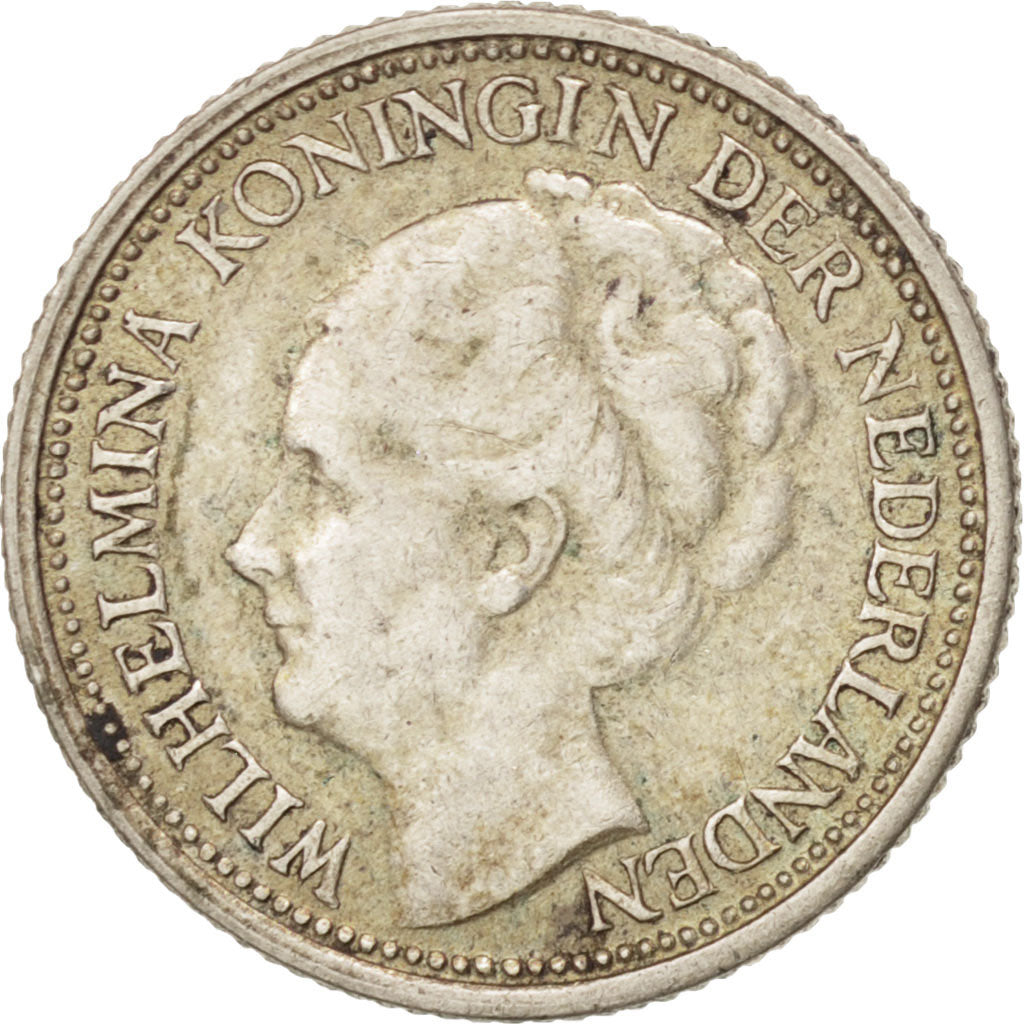 NETHERLANDS, 10 Cents, 1941, KM #163, EF(40-45), Silver, 15, 1.40