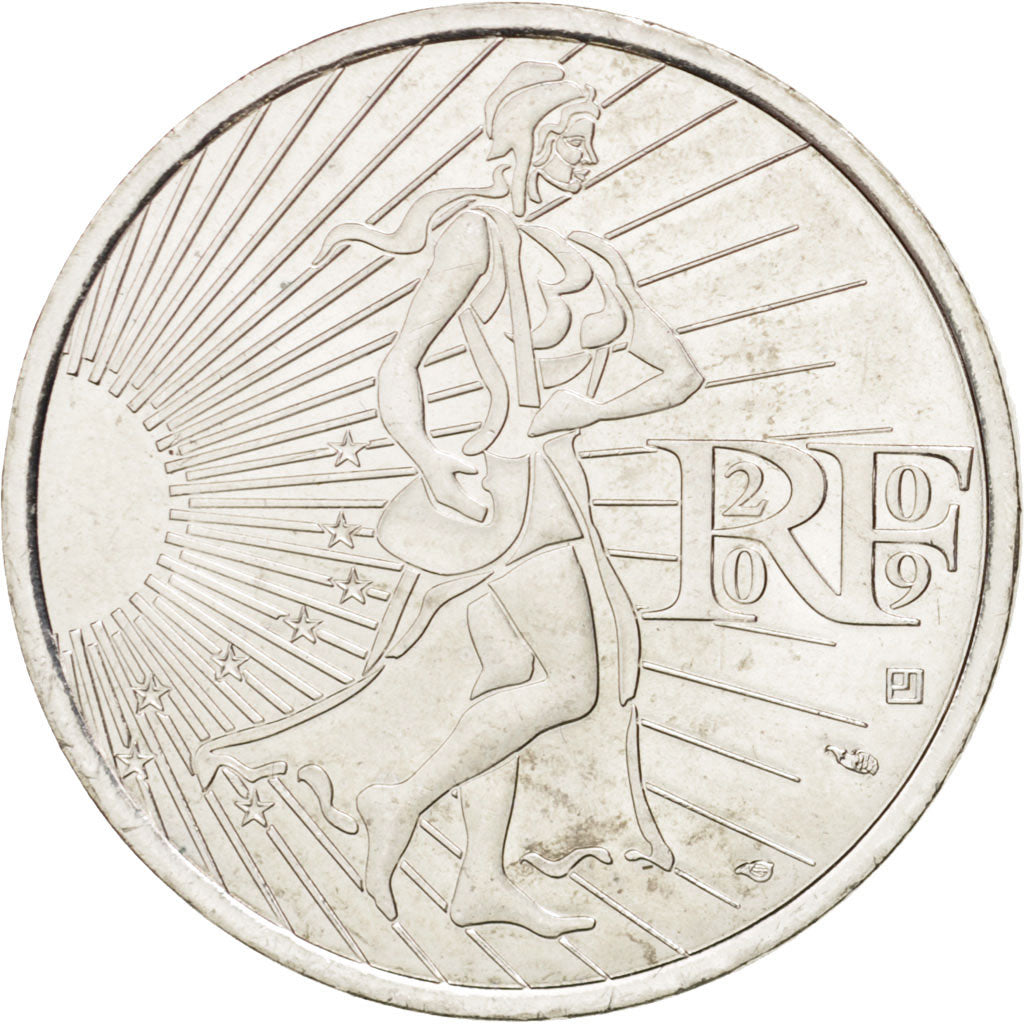 FRANCE, 10 Euro, 2009, KM #1580, MS(63), Silver, 29, 11.99