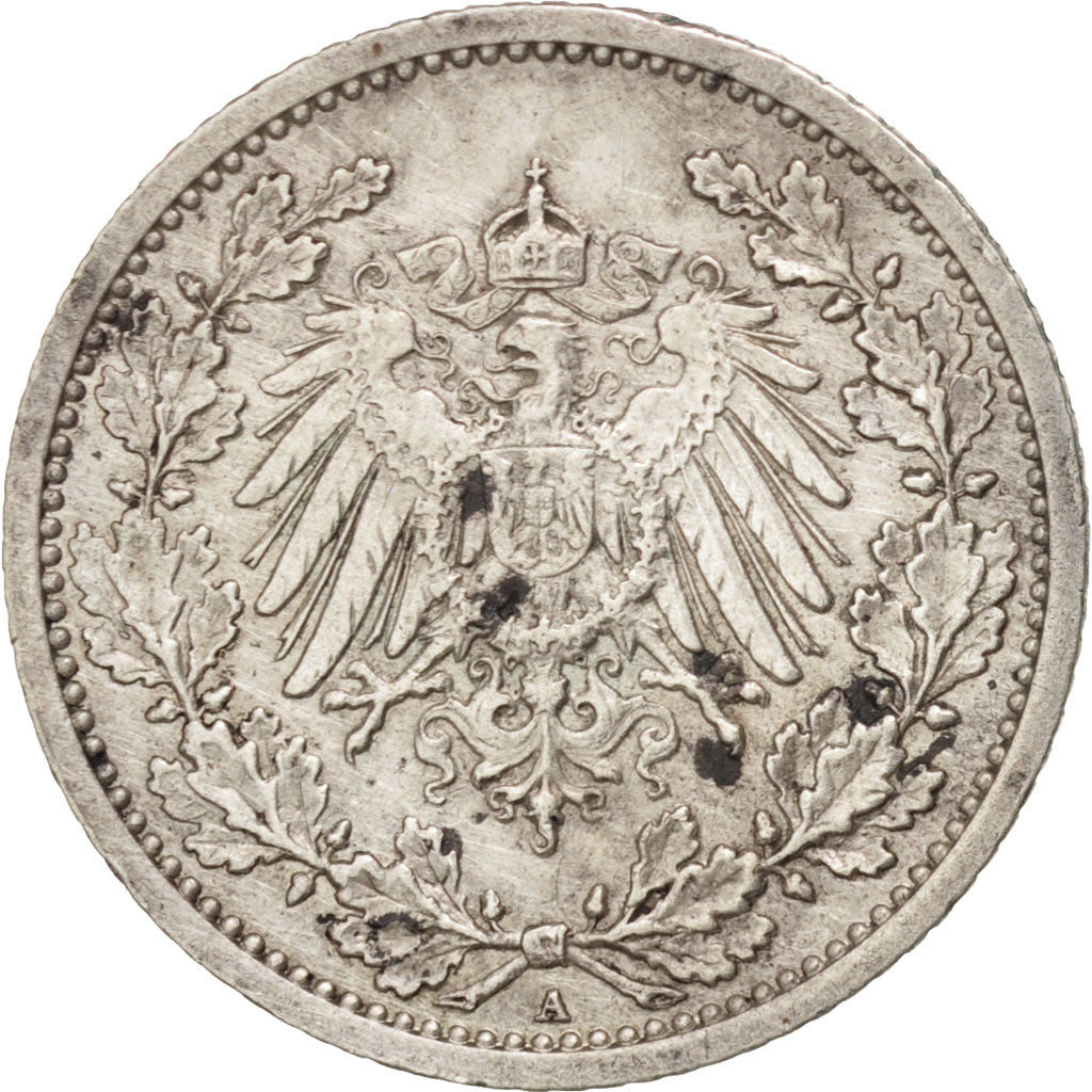 Coin, GERMANY - EMPIRE, 1/2 Mark, 1912, Berlin, AU(50-53), Silver, KM:17