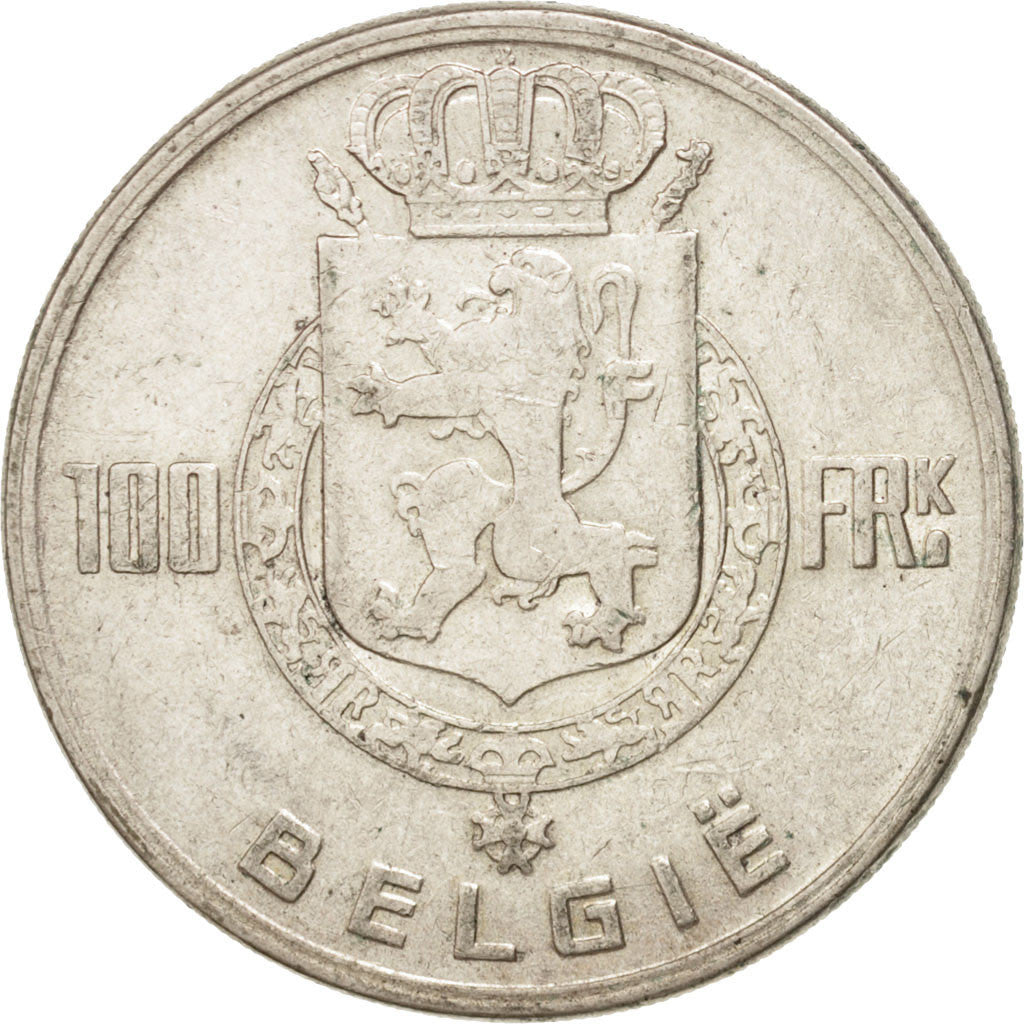 BELGIUM, 100 Francs, 100 Frank, 1951, KM #139.1, EF(40-45), Silver, 33, 17.82