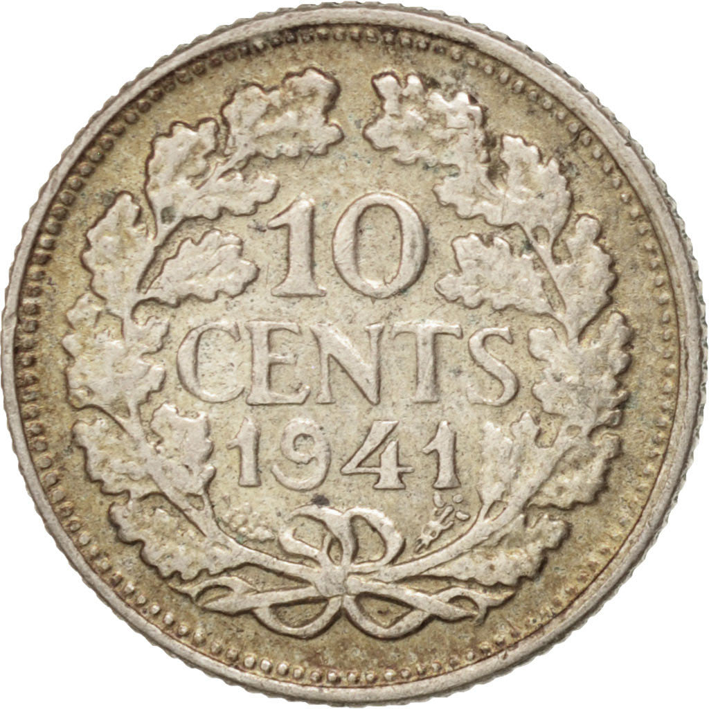 Coin, Netherlands, Wilhelmina I, 10 Cents, 1941, EF(40-45), Silver, KM:163