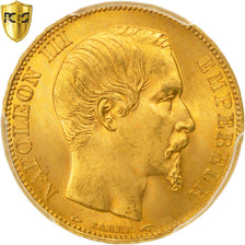 Second Empire, 20 Francs Napoléon III tête nue 1854 Paris, PCGS MS65+, KM 781.1