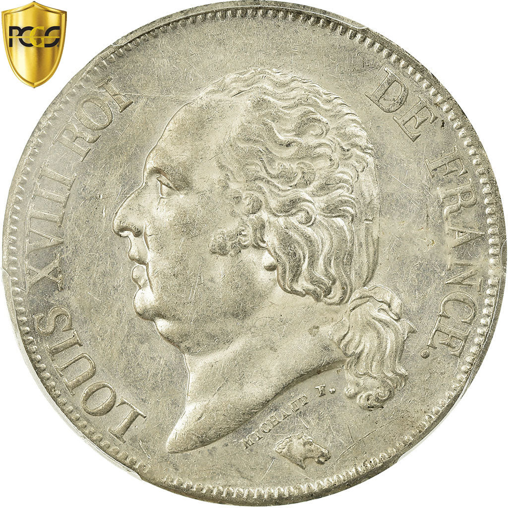 Coin, France, Louis XVIII, Louis XVIII, 5 Francs, 1823, Lille, PCGS, AU55