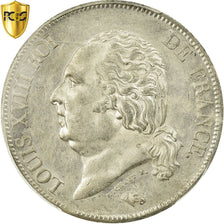 Coin, France, Louis XVIII, Louis XVIII, 5 Francs, 1823, Lille, PCGS, AU55