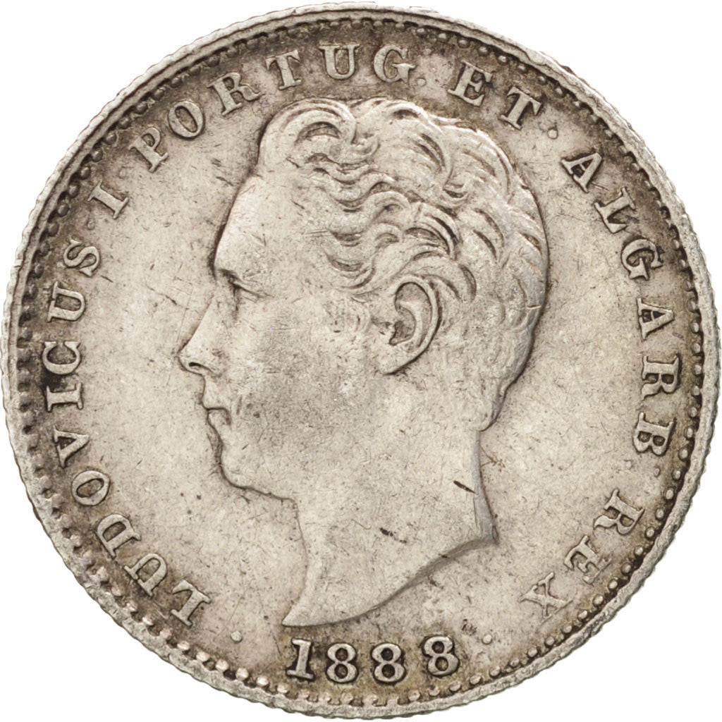 Coin, Portugal, Luiz I, 100 Reis, 1888, EF(40-45), Silver, KM:510