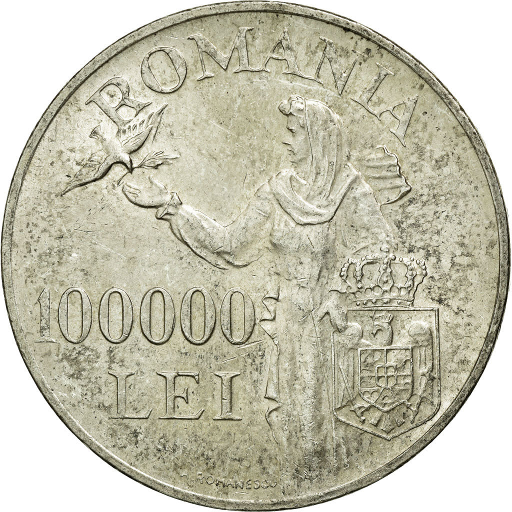 Moneta, Romania, Mihai I, 100000 Lei, 1946, BB+, Argento, KM:71