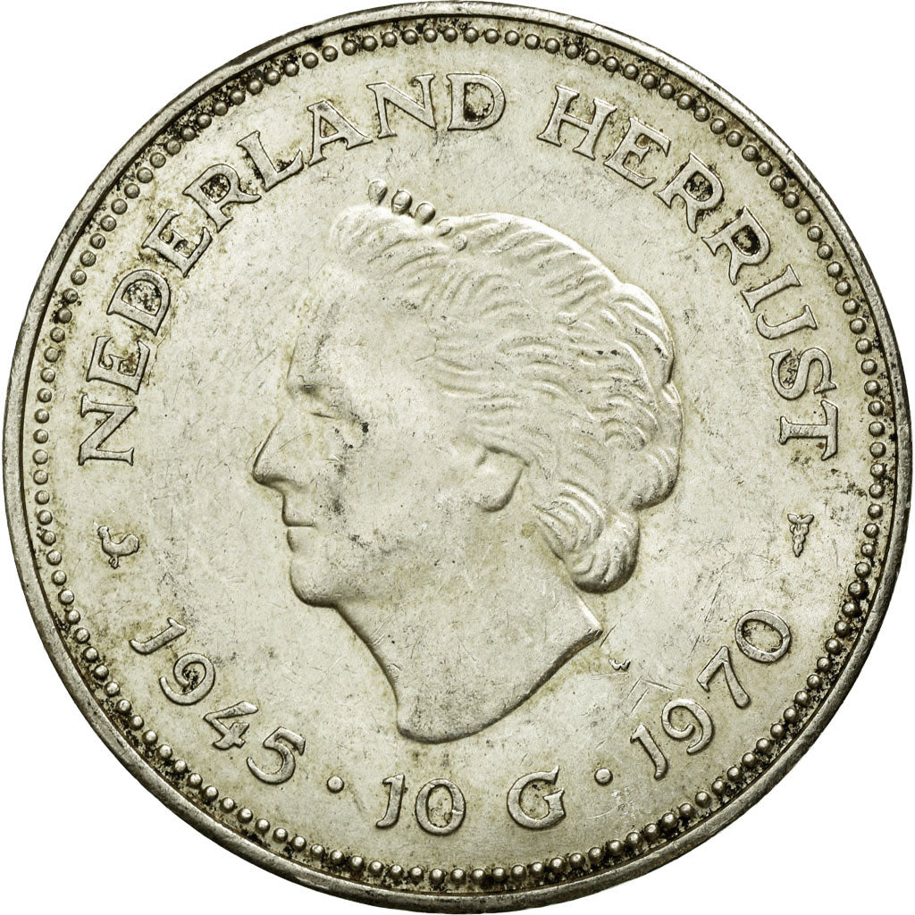 Monnaie, Pays-Bas, Juliana, 10 Gulden, 1970, TTB+, Argent, KM:195