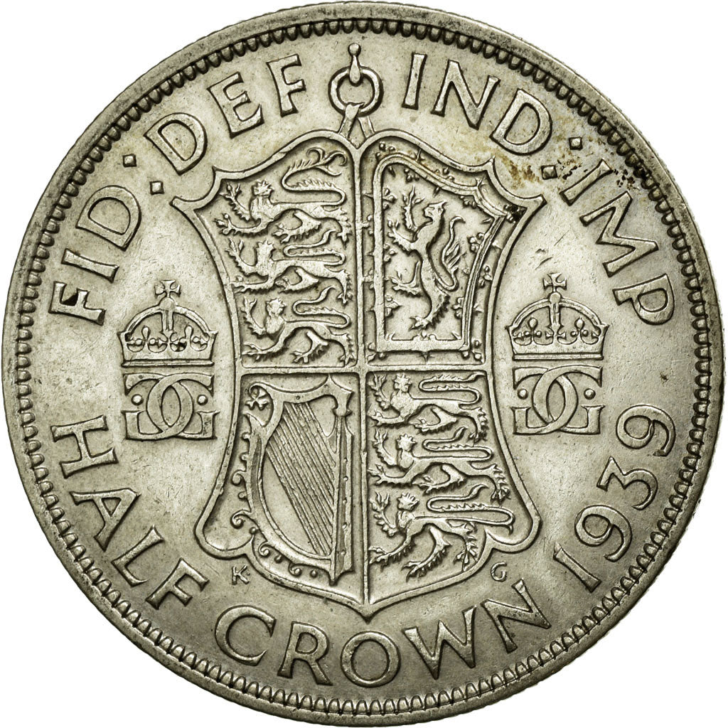 Coin, Great Britain, George VI, 1/2 Crown, 1939, AU(50-53), Silver, KM:856