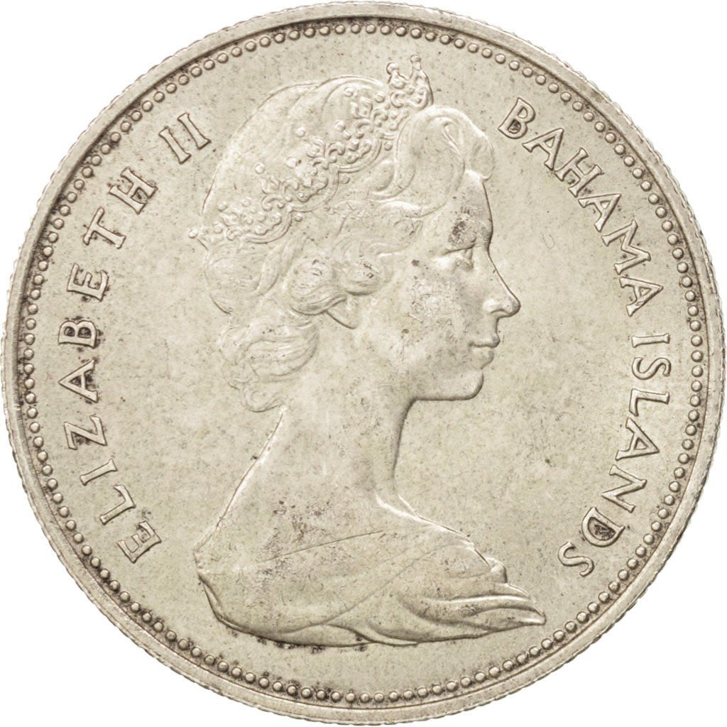 BAHAMAS, 50 Cents, 1969, KM #7, AU(55-58), Silver, 29, 10.34