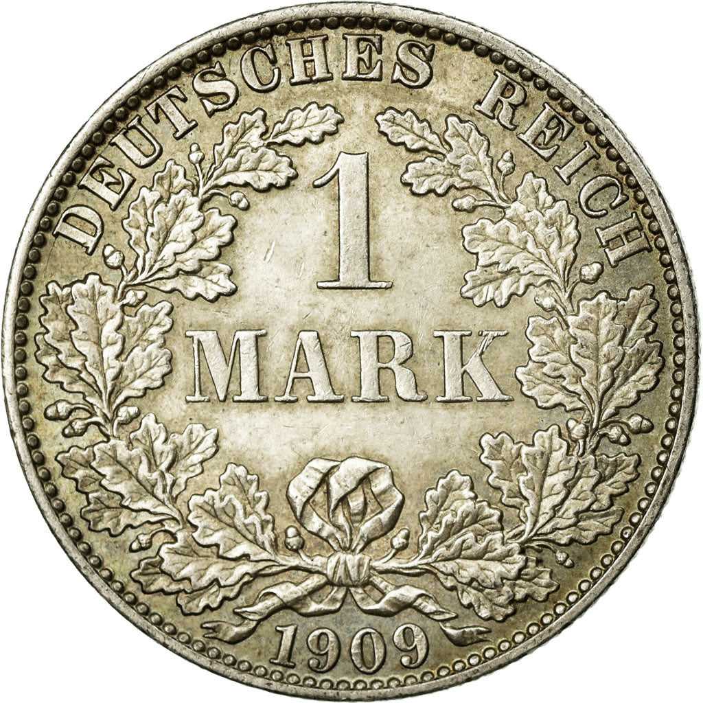 Coin, GERMANY - EMPIRE, Wilhelm II, Mark, 1909, Berlin, AU(55-58), Silver, KM:14