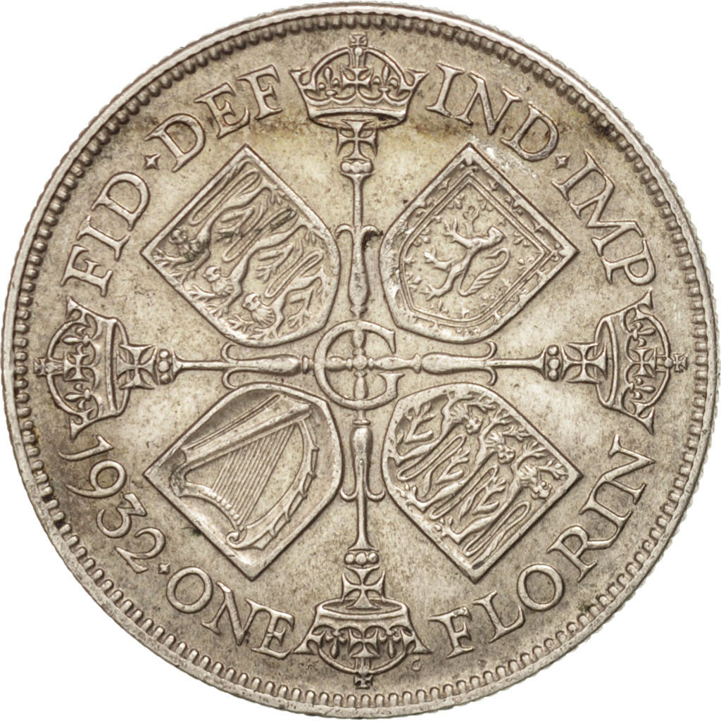 GREAT BRITAIN, Florin, Two Shillings, 1932, KM #834, EF(40-45), Silver, 28.3,...