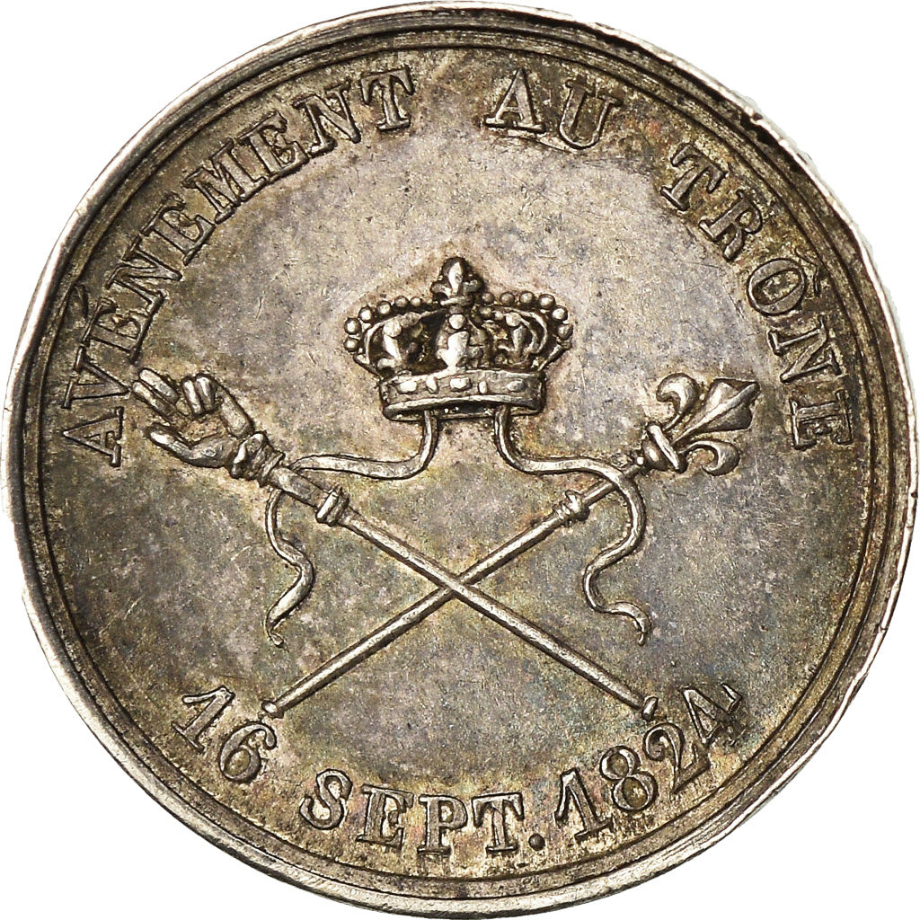 Frankreich, Medaille, Charles X, Avènement au Trône, 1824, Depaulis, VZ