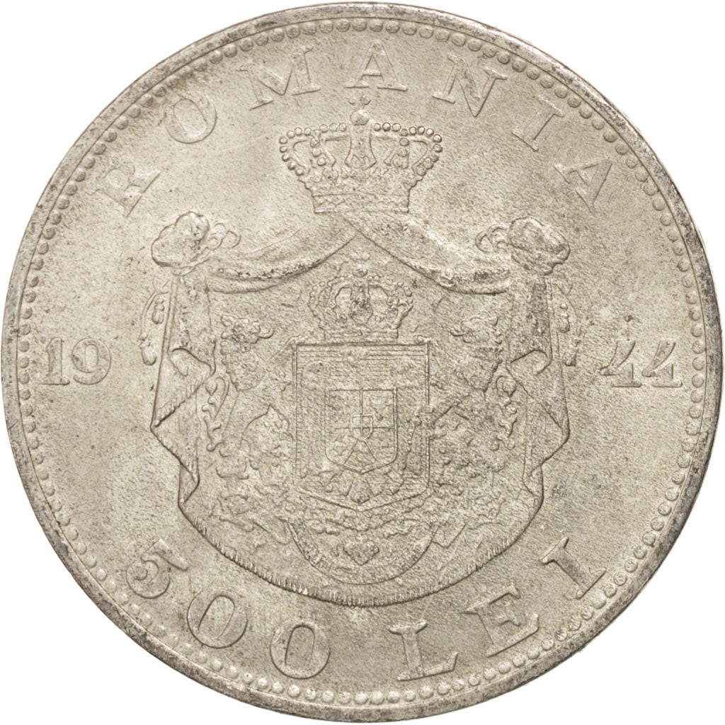 ROMANIA, 500 Lei, 1944, KM #65, EF(40-45), Silver, 32, 12.00
