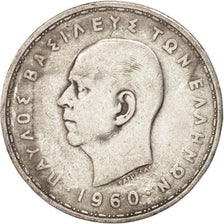 GREECE, 20 Drachmai, 1960, KM #85, EF(40-45), Silver, 26.2, 7.30