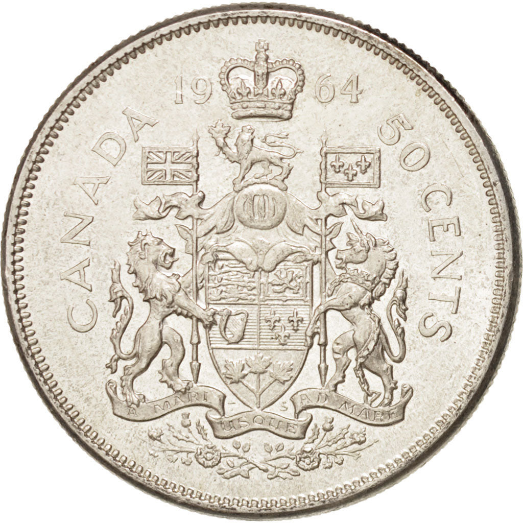 CANADA, 50 Cents, 1964, Royal Canadian Mint, KM #56, MS(63), Silver, 29.7, 11.68
