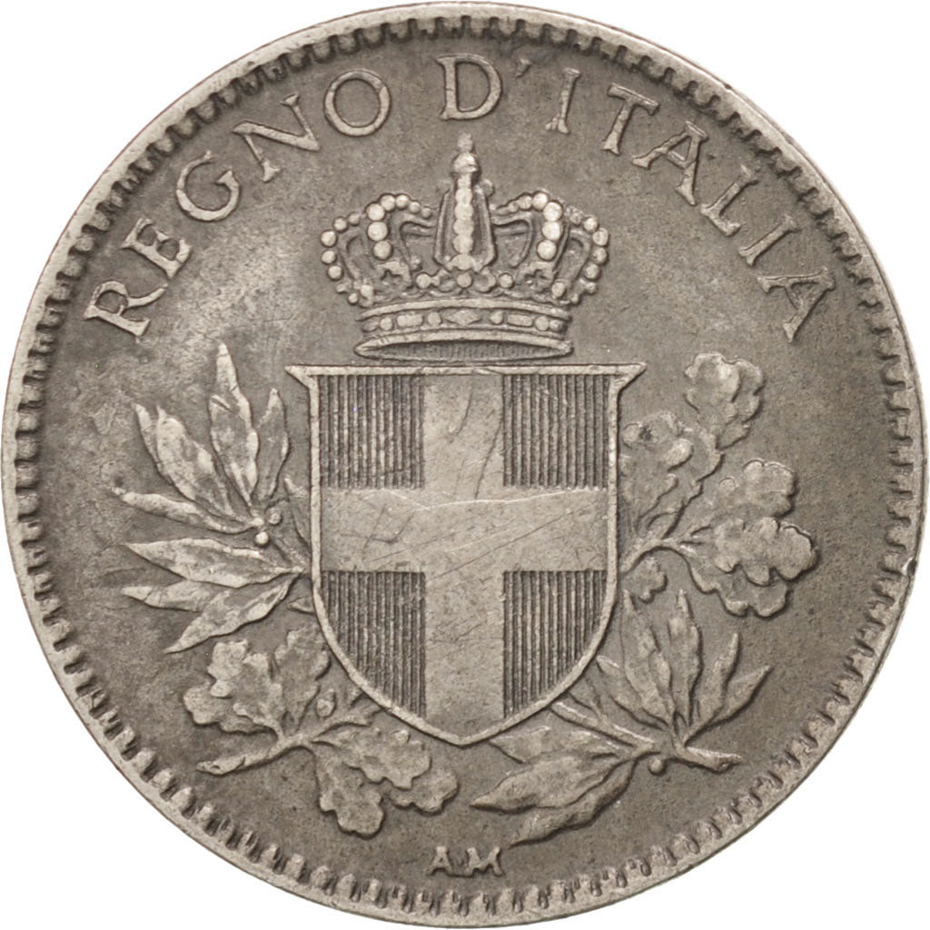 ITALY, 20 Centesimi, 1918, Rome, KM #58, AU(50-53), Copper-Nickel, 21.5, 3.91