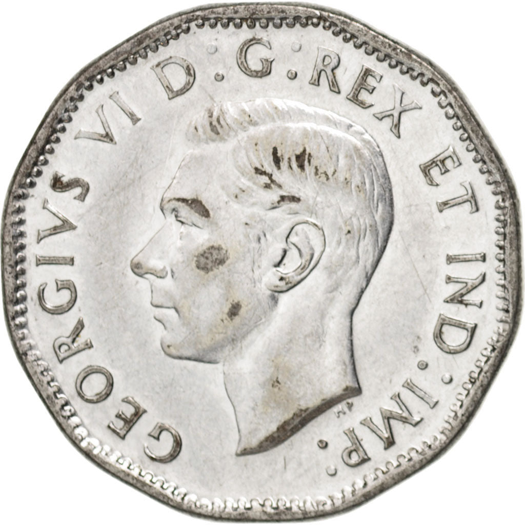 CANADA, 5 Cents, 1945, Royal Canadian Mint, KM #40a, EF(40-45), Chrome Plated...