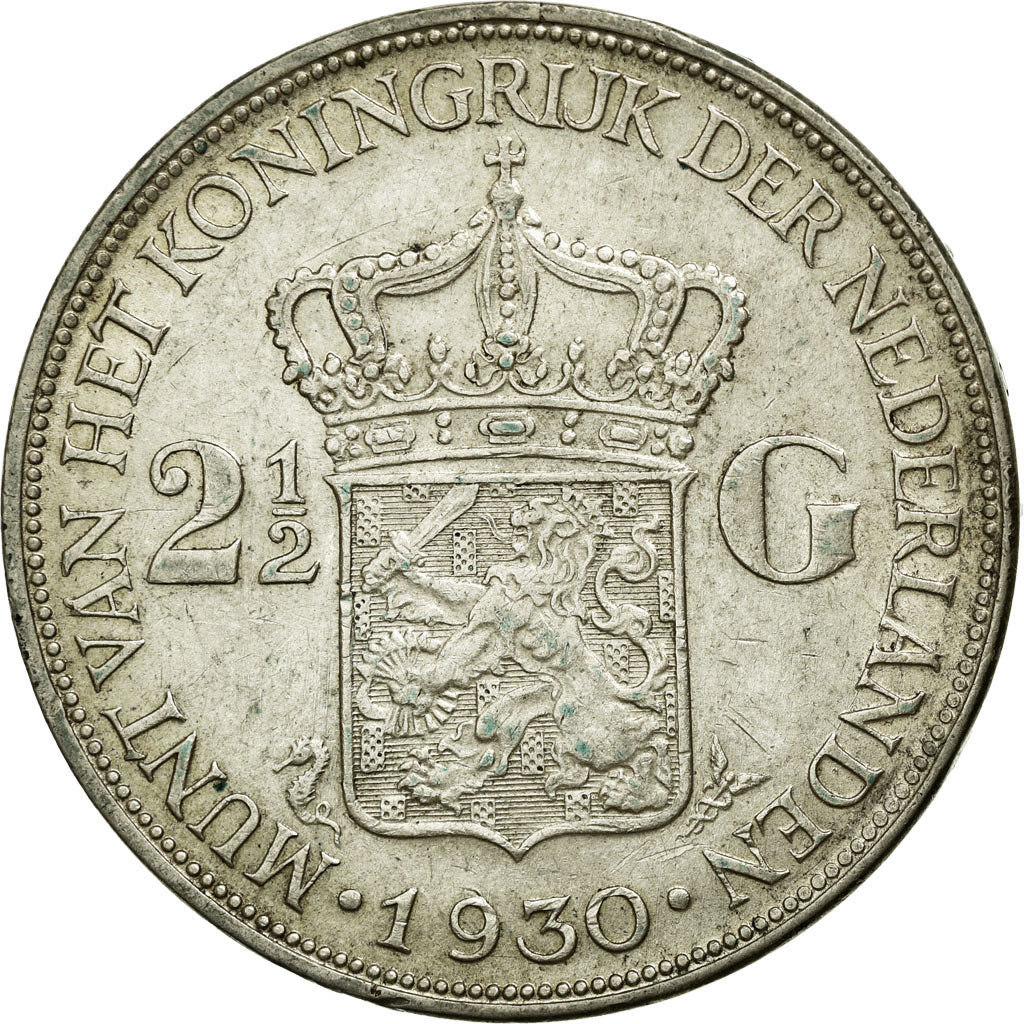 Moneta, Paesi Bassi, Wilhelmina I, 2-1/2 Gulden, 1930, BB, Argento, KM:165