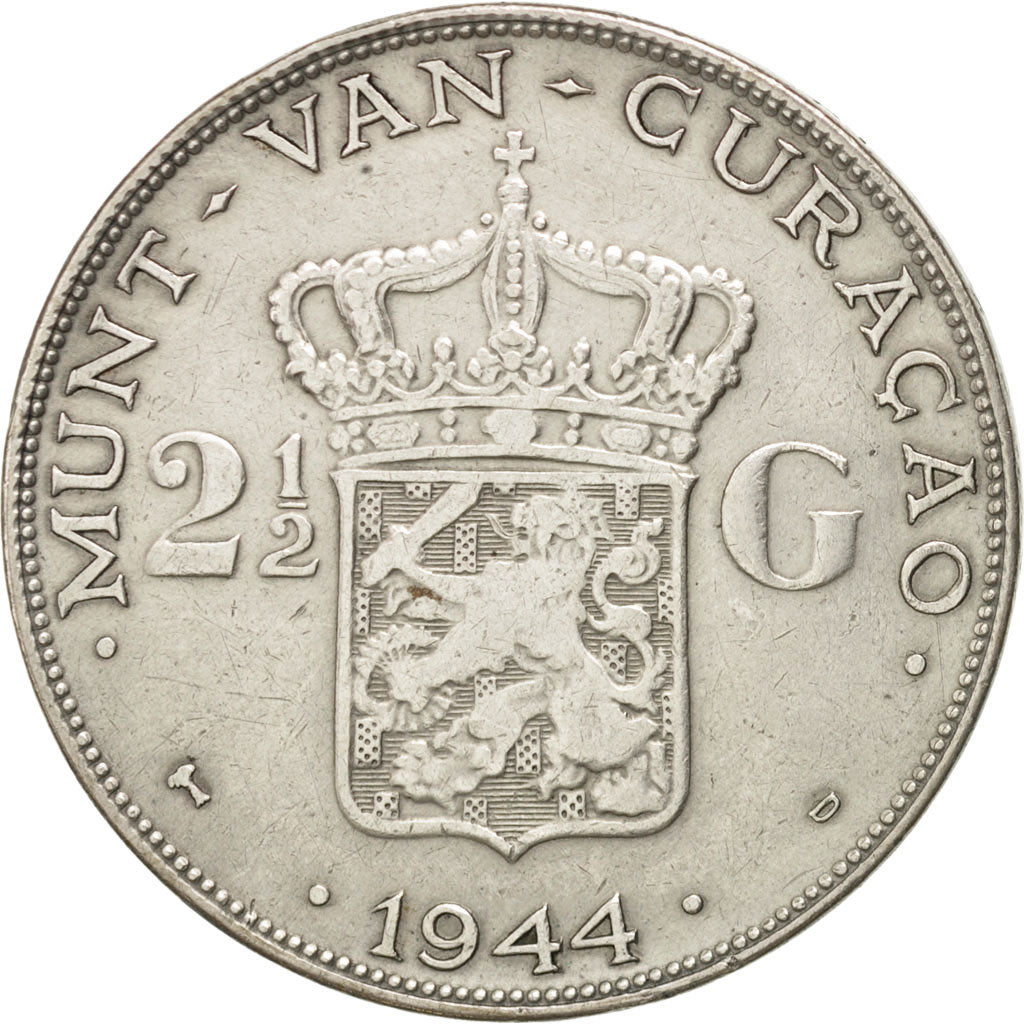 Curaçao, 2-1/2 Gulden, 1944, USA, BB, Argento, KM:46