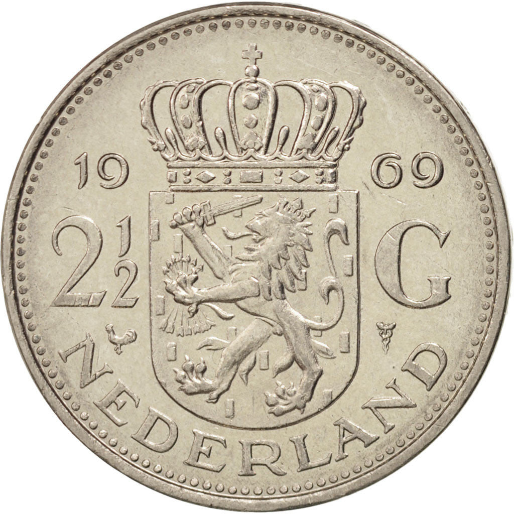 Pays-Bas, Juliana, 2 1/2 Gulden 1969, KM 191